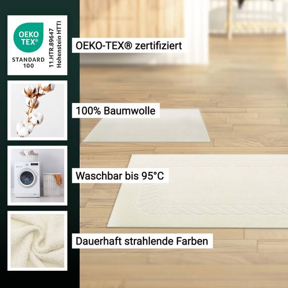 ZOLLNER 2er Set Badematten - weiche und saugstarke Duschvorleger - waschbar bis 95°C - Baumwolle - 50x70 cm in beige