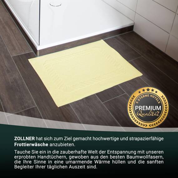 ZOLLNER 2er Set Badematten - weiche und saugstarke Duschvorleger - waschbar bis 95°C - Baumwolle - 50x70 cm in gelb