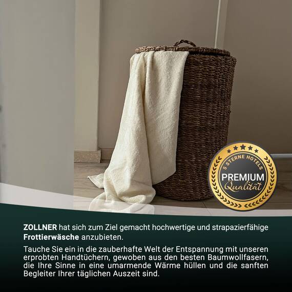 ZOLLNER 2er Set Duschtücher - weiche und saugstarke Handtücher - waschbar bis 95°C - Baumwolle - 70x140 cm in Natur