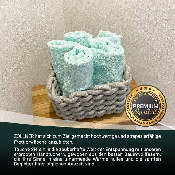 ZOLLNER 10er Set Gästehandtücher - weiche und saugstarke Handtücher - waschbar bis 95°C - Baumwolle - 30x50 cm in Mint