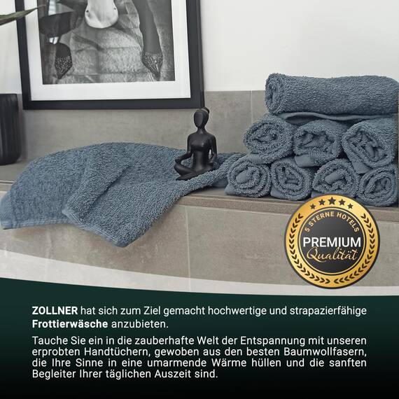 ZOLLNER 10er Set Seiftücher - weiche und saugstarke Waschlappen - waschbar bis 95°C - Baumwolle - 30x30 cm in grau