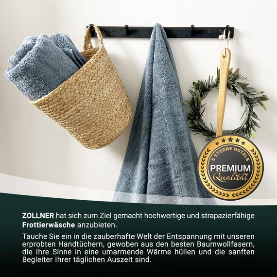 ZOLLNER 2er Set Duschtücher - weiche und saugstarke Handtücher - waschbar bis 95°C - Baumwolle - 70x140 cm in grau