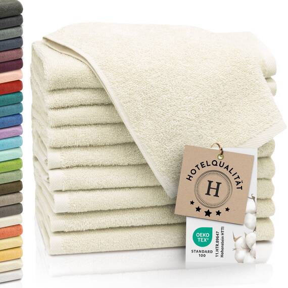 ZOLLNER 10er Set Gästehandtücher - weiche und saugstarke Handtücher - waschbar bis 95°C - Baumwolle - 30x50 cm in beige