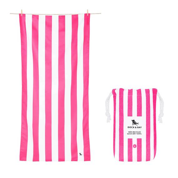 Dock & Bay Strandhandtuch - Schnell trocknende Mikrofaser, ohne Sand - Kompakt, Leicht - 100% recycelt - Inklusive Beutel - Cabana - Phi Phi Pink, Large (160x90cm, 63x35)