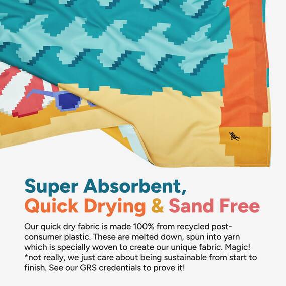 Dock & Bay Strandhandtuch - Schnell trocknende Mikrofaser, ohne Sand - Kompakt, Leicht - 100% recycelt - Inklusive Beutel - Build-A-Beach, Large (160x90cm, 63x35)