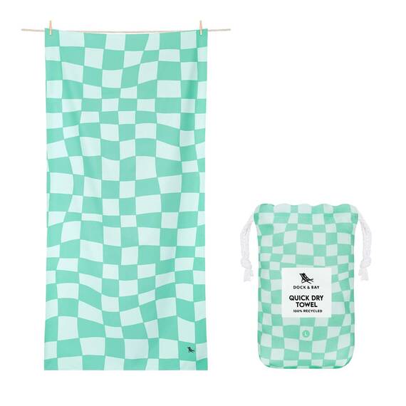 Dock & Bay Strandhandtuch - Schnell trocknende Mikrofaser, ohne Sand - Kompakt, Leicht - 100% recycelt - Inklusive Beutel - Check Mate, Large (160x90cm, 63x35)