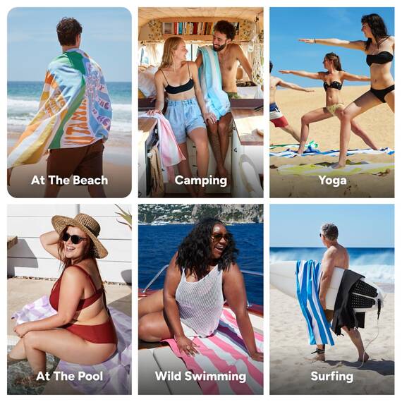 Dock & Bay Strandhandtuch - Schnell trocknende Mikrofaser, ohne Sand - Kompakt, Leicht - 100% recycelt - Inklusive Beutel - Vitamin Sea, Large (160x90cm, 63x35)