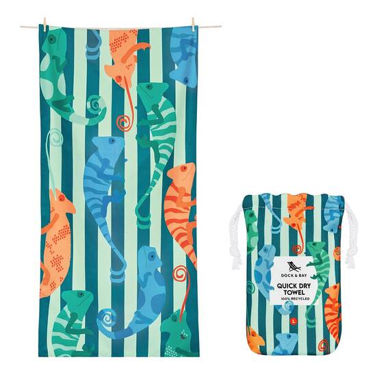 Dock & Bay Strandhandtuch - Schnell trocknende Mikrofaser, ohne Sand - Kompakt, Leicht - 100% recycelt - Inklusive Beutel - Karma Chameleon, Medium (130x70cm, 51x28)
