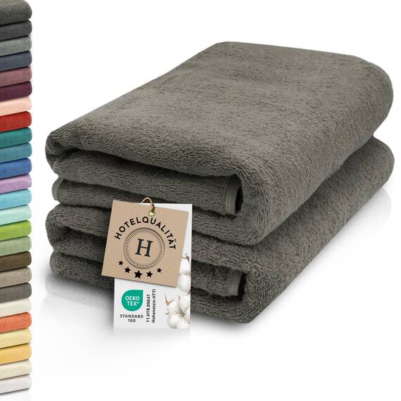 ZOLLNER 2er Set Saunatücher - weiche und saugstarke Handtücher - waschbar bis 95°C - Baumwolle -70x200 cm in Taupe