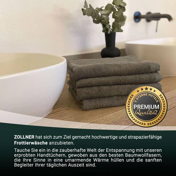 ZOLLNER 2er Set Duschtücher - weiche und saugstarke Handtücher - waschbar bis 95°C - Baumwolle - 70x140 cm in Taupe