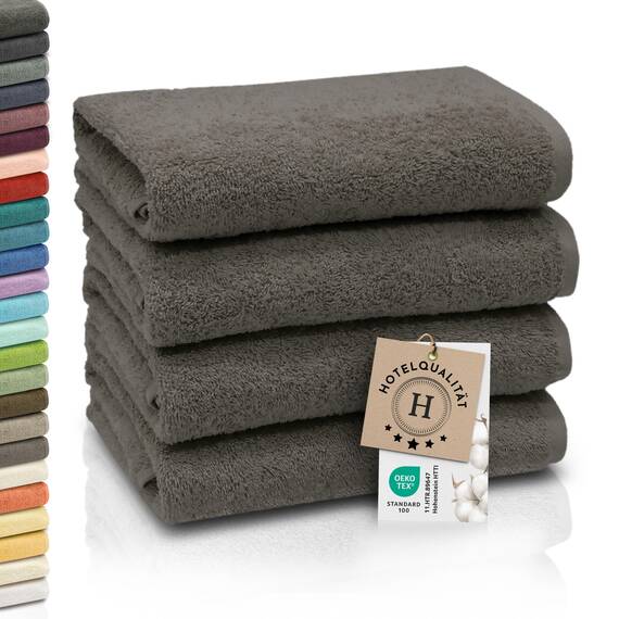 ZOLLNER 4er Set Handtücher - weiche und saugstarke Gästehandtücher - waschbar bis 95°C - Baumwolle - 50x100 cm in Taupe