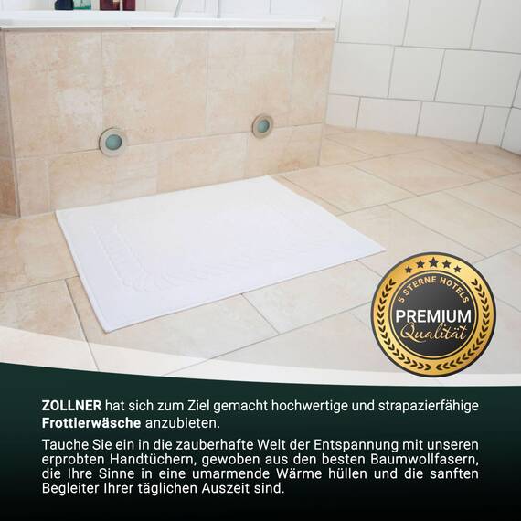 ZOLLNER 2er Set Badematten - weiche und saugstarke Duschvorleger - waschbar bis 95°C - Baumwolle - 50x70 cm in weiß