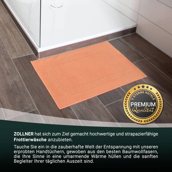 ZOLLNER 2er Set Badematten - weiche und saugstarke Duschvorleger - waschbar bis 95°C - Baumwolle - 50x70 cm in orange