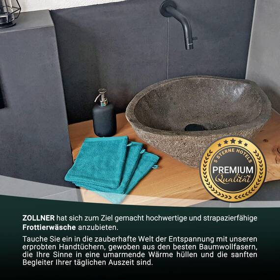 ZOLLNER 10er Set Waschlappen - weiche und saugstarke Waschhandschuhe - waschbar bis 95°C - Baumwolle - 16x21 cm in türkis