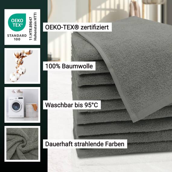 ZOLLNER 16 teiliges Handtuch Set bestehend aus 10 Gästehandtüchern (ca. 30 x 50 cm), 4 Handtücher (ca. 50 x 100 cm), 2 Badetücher (ca. 70 x 140 cm), weich und