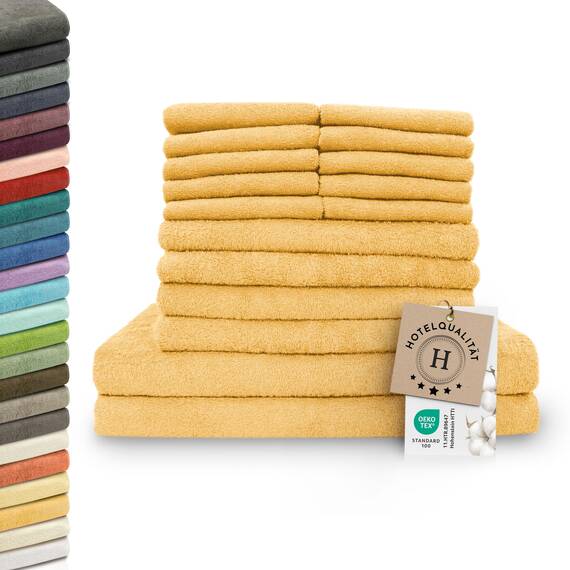 ZOLLNER 16 teiliges Handtuch Set bestehend aus 10 Gästehandtüchern (ca. 30 x 50 cm), 4 Handtücher (ca. 50 x 100 cm), 2 Badetücher (ca. 70 x 140 cm), weich und