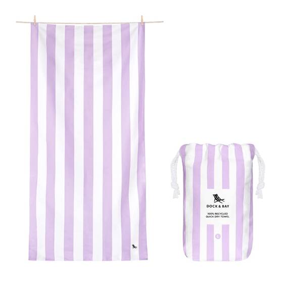 Dock & Bay Strandtuch - schnell trocknend, sandfrei - kompakt, leicht - 100 % recycelt - inklusive Tasche - Cabana Light - Lombok Lilac - Extra Large (200x90cm, 78x35")