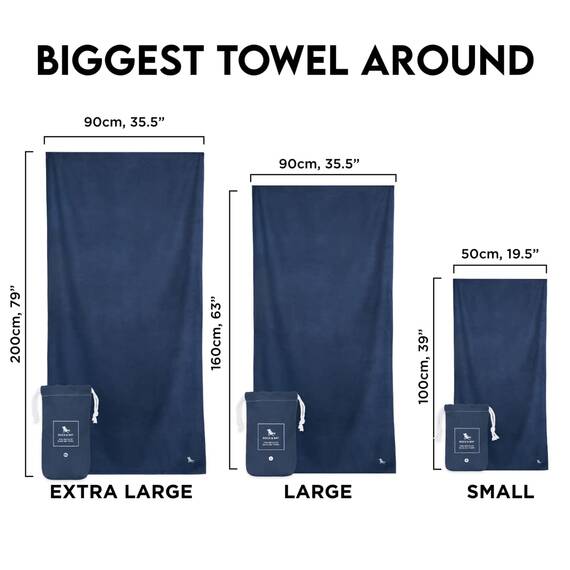 Dock & Bay Strandhandtuch - Schnell trocknende Mikrofaser, ohne Sand - Kompakt, Leicht - 100% recycelt - Inklusive Beutel - Essential - Deep Sea Navy - Large (160x90cm, 63x35)
