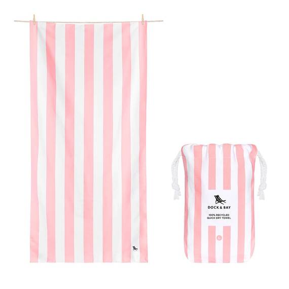 Dock & Bay Strandhandtuch - Schnell trocknende Mikrofaser, ohne Sand - Kompakt, Leicht - 100% recycelt - Inklusive Beutel - Cabana Light - Malibu Pink, Extra Large (200x90cm, 78x35)