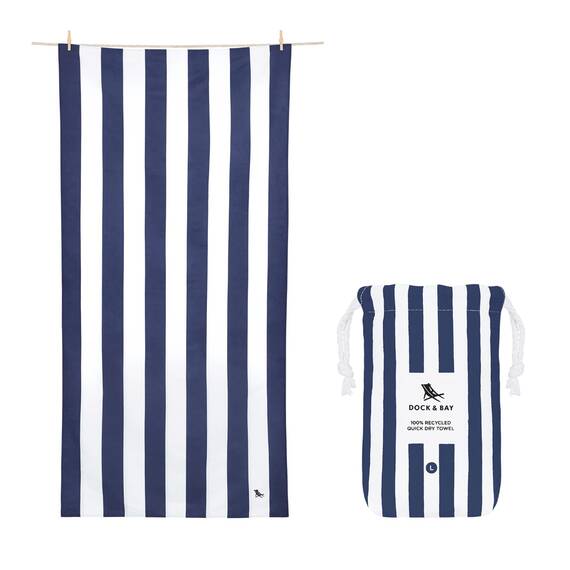 Dock & Bay Strandhandtuch - Schnell trocknende Mikrofaser, ohne Sand - Kompakt, Leicht - 100% recycelt - Inklusive Beutel - Cabana - Whitsunday Blue, Extra Large (200x90cm, 78x35)