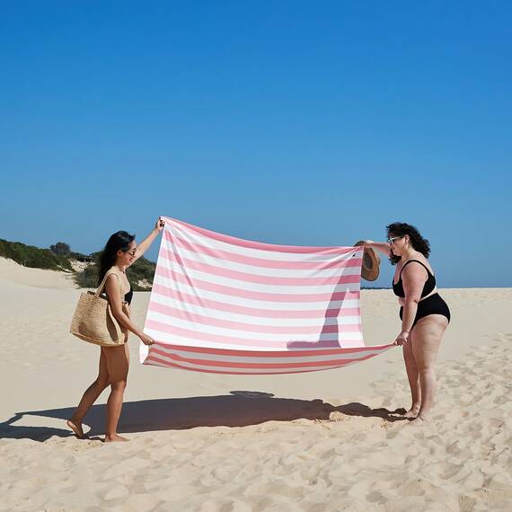 Dock & Bay Strandhandtuch - Schnell trocknende Mikrofaser, ohne Sand - Kompakt, Leicht - 100% recycelt - Inklusive Beutel - Cabana Light - Malibu Pink, Double Extra Large (180x200cm, 70x78)