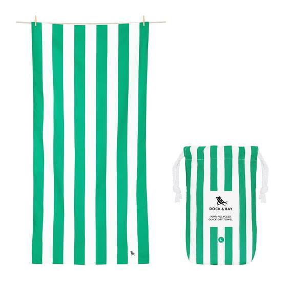 Dock & Bay Strandhandtuch - Schnell trocknende Mikrofaser, ohne Sand - Kompakt, Leicht - 100% recycelt - Inklusive Beutel - Cabana - Cancun Green, Extra Large (200x90cm, 78x35)