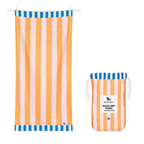 Dock & Bay Strandhandtuch - Schnell trocknende Mikrofaser, ohne Sand - Kompakt, Leicht - 100% recycelt - Inklusive Beutel - Mellow Yellow - Large (160x90cm, 63x35)