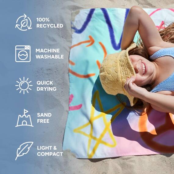 Dock & Bay Strandhandtuch - Schnell trocknende Mikrofaser, ohne Sand - Kompakt, Leicht - 100% recycelt - Inklusive Beutel - Sand to Streets, Large (160x90cm, 63x35)