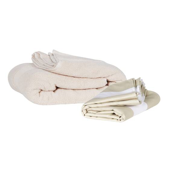 Dock & Bay Strandhandtuch - Schnell trocknende Mikrofaser, ohne Sand - Kompakt, Leicht - 100% recycelt - Inklusive Beutel - Cabana Light - Bora Bora Beige, Extra Large (200x90cm, 78x35)