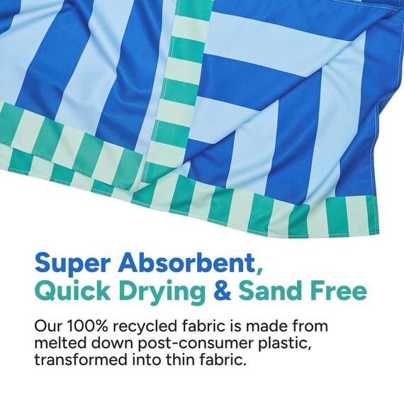 Dock & Bay Strandhandtuch - Schnell trocknende Mikrofaser, ohne Sand - Kompakt, Leicht - 100% recycelt - Inklusive Beutel - Blue Sky - Extra Large (200x90cm, 78x35)