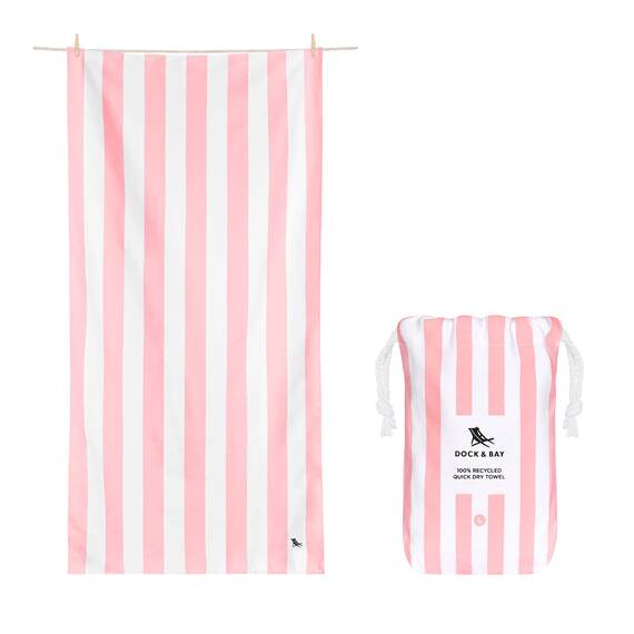 Dock & Bay Strandhandtuch - Schnell trocknende Mikrofaser, ohne Sand - Kompakt, Leicht - 100% recycelt - Inklusive Beutel - Cabana Light - Malibu Pink, Large (160x90cm, 63x35)