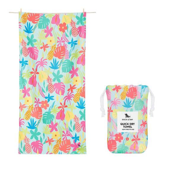 Dock & Bay Strandhandtuch - Schnell trocknende Mikrofaser, ohne Sand - Kompakt, Leicht - 100% recycelt - Inklusive Beutel - Aloha Glow, Large (160x90cm, 63x35)
