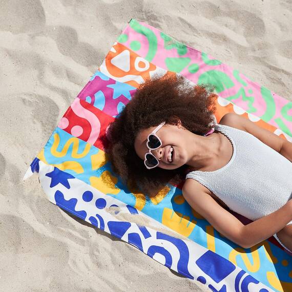Dock & Bay Strandhandtuch - Schnell trocknende Mikrofaser, ohne Sand - Kompakt, Leicht - 100% recycelt - Inklusive Beutel - Power of Positivity, Large (160x90cm, 63x35)
