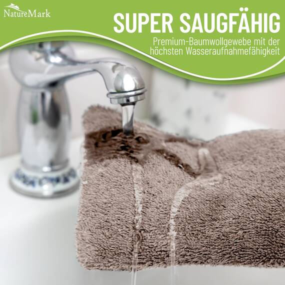 NatureMark 10x Waschhandschuhe aus Frottee 100% Baumwolle – Weich und Robust, Ideal für die tägliche Pflege und Gäste – Sand/Beige, 15x21 cm