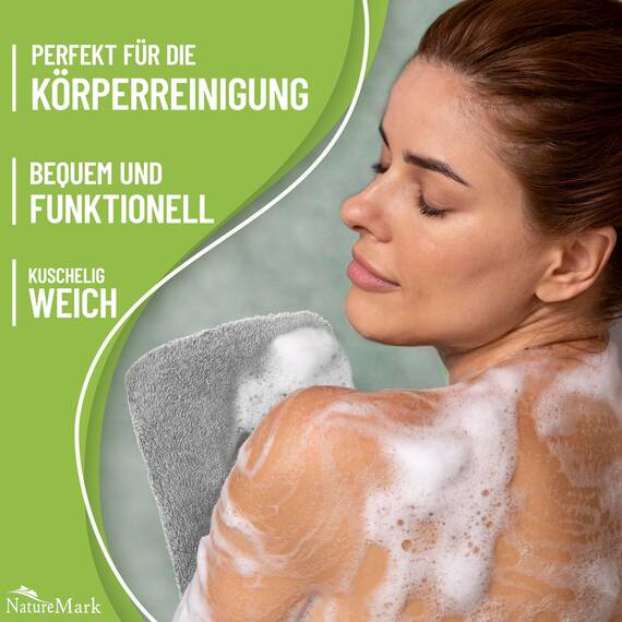 NatureMark 10x Waschhandschuhe aus Frottee 100% Baumwolle – Weich und Robust, Ideal für die tägliche Pflege und Gäste – Silber Grau, 15x21 cm