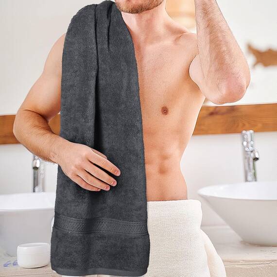 Utopia Towels -Badetücher Set Premium 100% ringgesponnene Baumwolle 69 x 137 cm Handtücher, sehr saugfähig, weiches Gefühl Duschtücher (Grau) (2er-Pack)