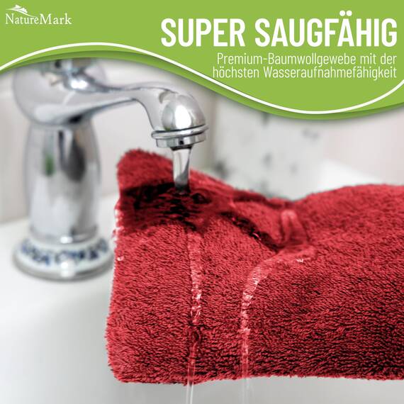 NatureMark 10x Waschhandschuhe aus Frottee 100% Baumwolle – Weich und Robust, Ideal für die tägliche Pflege und Gäste – Rot, 15x21 cm