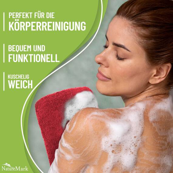 NatureMark 10x Waschhandschuhe aus Frottee 100% Baumwolle – Weich und Robust, Ideal für die tägliche Pflege und Gäste – Rot, 15x21 cm