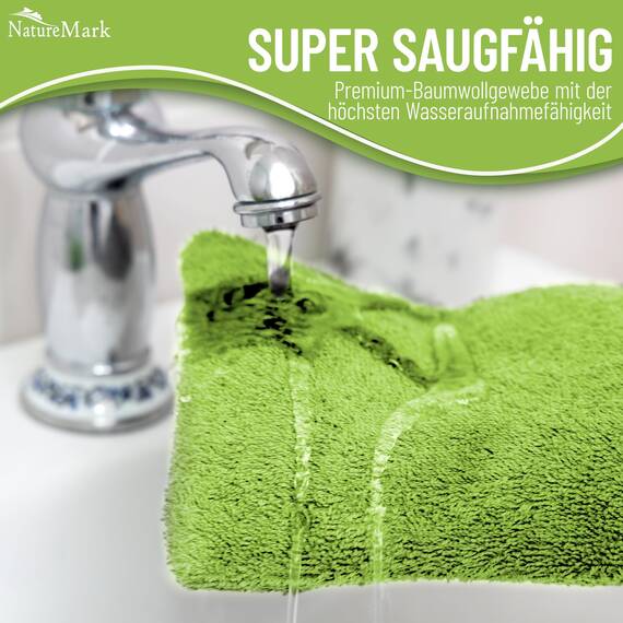 NatureMark 10x Waschhandschuhe aus Frottee 100% Baumwolle – Weich und Robust, Ideal für die tägliche Pflege und Gäste – Apfel Grün, 15x21 cm