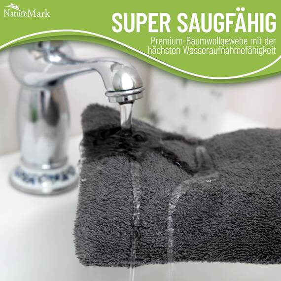 NatureMark 10x Waschhandschuhe aus Frottee 100% Baumwolle – Weich und Robust, Ideal für die tägliche Pflege und Gäste – Anthrazit/Apfelgrün 15x21 cm