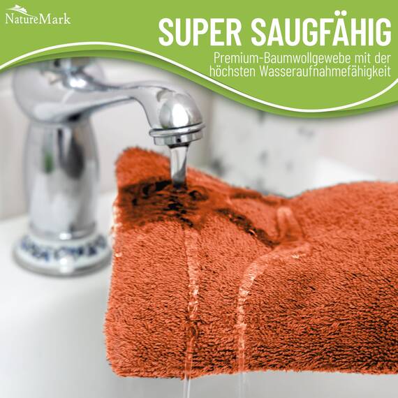 NatureMark 10x Waschhandschuhe aus Frottee 100% Baumwolle – Weich und Robust, Ideal für die tägliche Pflege und Gäste – Terrakotta, 15x21 cm