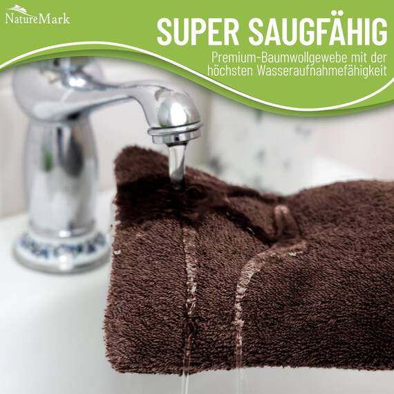NatureMark 10x Waschhandschuhe aus Frottee 100% Baumwolle – Weich und Robust, Ideal für die tägliche Pflege und Gäste – Schoko Braun, 15x21 cm