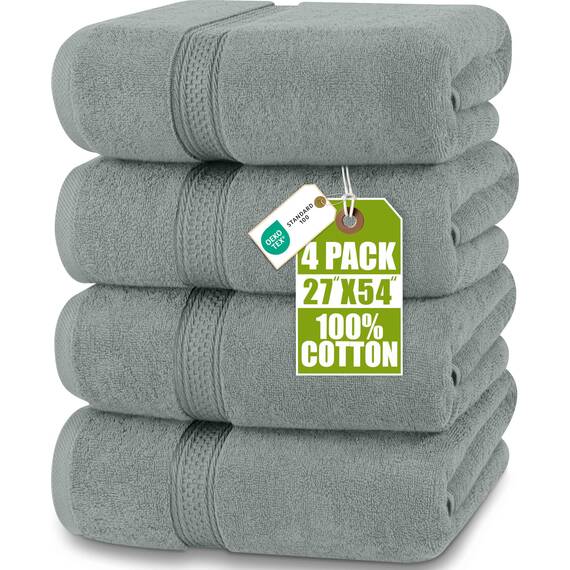 Utopia Towels - 4er-Pack Badetücher Set Premium 100% ringgesponnene Baumwolle 69 x 137 cm Handtücher, sehr saugfähig, weiches Gefühl Duschtücher (Kühles Grau)