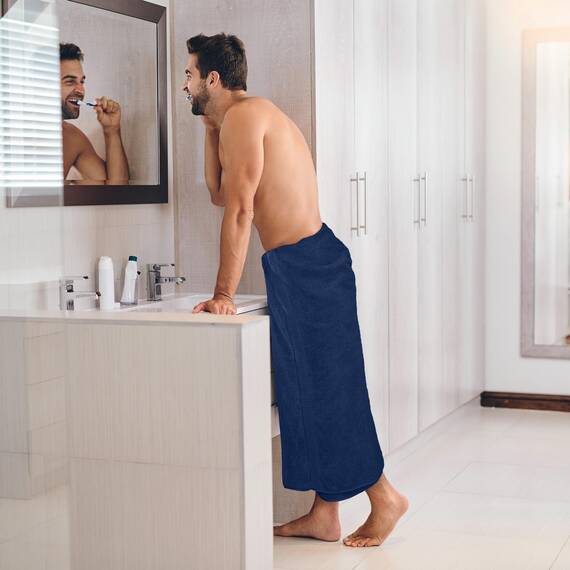 Utopia Towels - 2er Badetücher Groß aus Baumwolle mit Aufhänger, Saunatücher,Badehandtücher Groß, Handtücher 90 x 180 cm (Marineblau)
