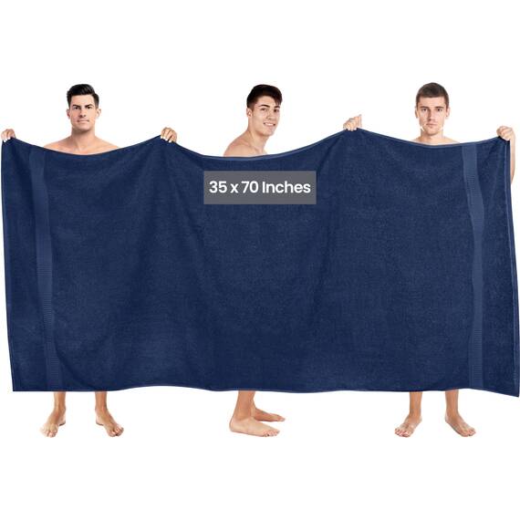 Utopia Towels - 2er Badetücher Groß aus Baumwolle mit Aufhänger, Saunatücher,Badehandtücher Groß, Handtücher 90 x 180 cm (Marineblau)