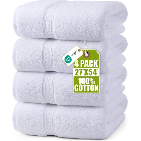 Utopia Towels - 4er-Pack Badetücher Set Premium 100% ringgesponnene Baumwolle 69 x 137 cm Handtücher, sehr saugfähig, weiches Gefühl Duschtücher (Weiß)