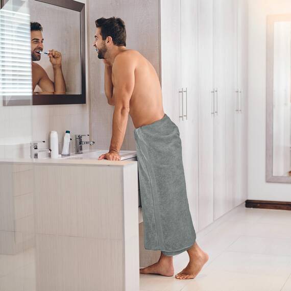 Utopia Towels - 2er Badetücher Groß aus Baumwolle mit Aufhänger, Saunatücher,Badehandtücher Groß, Handtücher 90 x 180 cm (Kühles Grau)