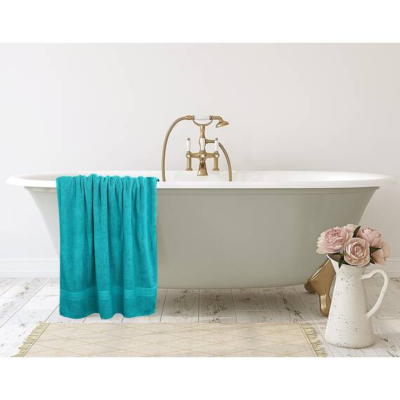 Utopia Towels - 2er Badetücher Groß aus Baumwolle mit Aufhänger, Saunatücher,Badehandtücher Groß, Handtücher 90 x 180 cm (Türkis)