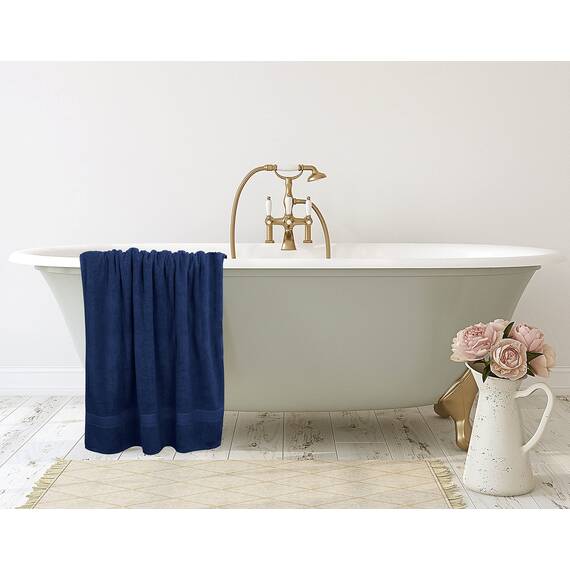 Utopia Towels - 2er Badetücher Groß aus Baumwolle mit Aufhänger, Saunatücher,Badehandtücher Groß, Handtücher 90 x 180 cm (Marineblau)