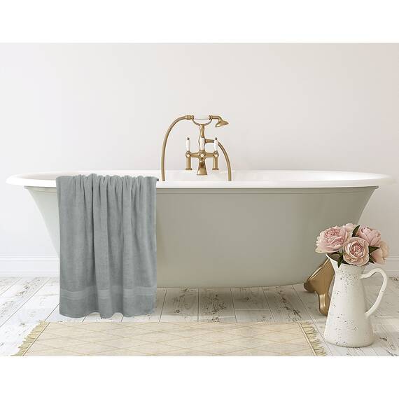 Utopia Towels - 2er Badetücher Groß aus Baumwolle mit Aufhänger, Saunatücher,Badehandtücher Groß, Handtücher 90 x 180 cm (Kühles Grau)